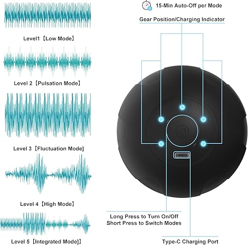 Miniatura 3 de Bola de masaje vibratoria con modo de 5 velocidades para recuperación muscular, liberación miofascial, bola de masaje de tejido profundo para masaje