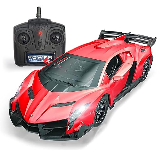 QUN FENG Remote Control RC CAR Racing Cars Compatible with Lamborghini Veneno Officially Licensed 1:24 Toy RC Cars Model Vehicle for Boys 6,7,8 Years Old,red
