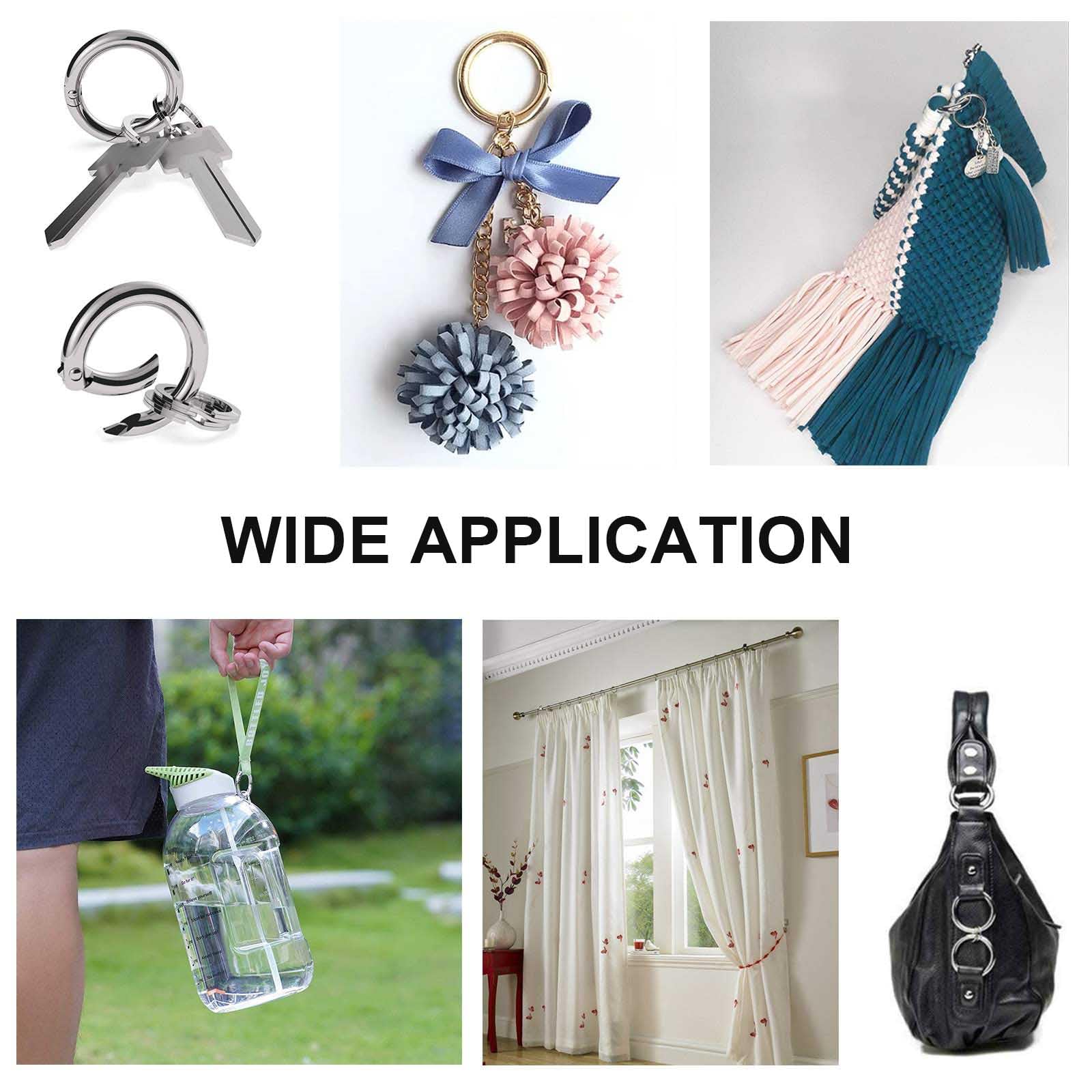 12 Moschettoni A Molla - Anelli Portachiavi Robusti E Pratici (28mm, Nero) - Foto 14