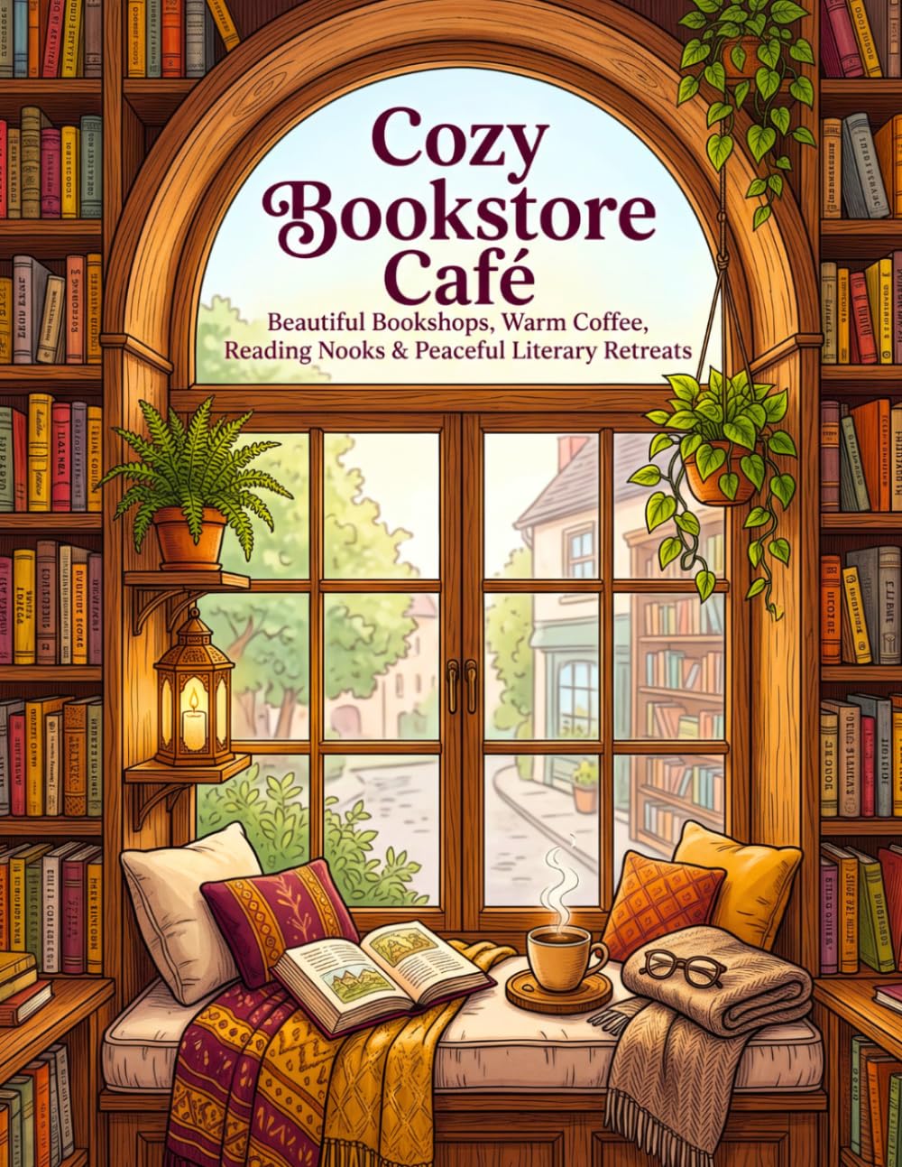 Cozy Bookstore Café Coloring Book for Adults: Beautiful Bookshops, Warm Coffee, Reading Nooks and Peaceful Literary Retreats