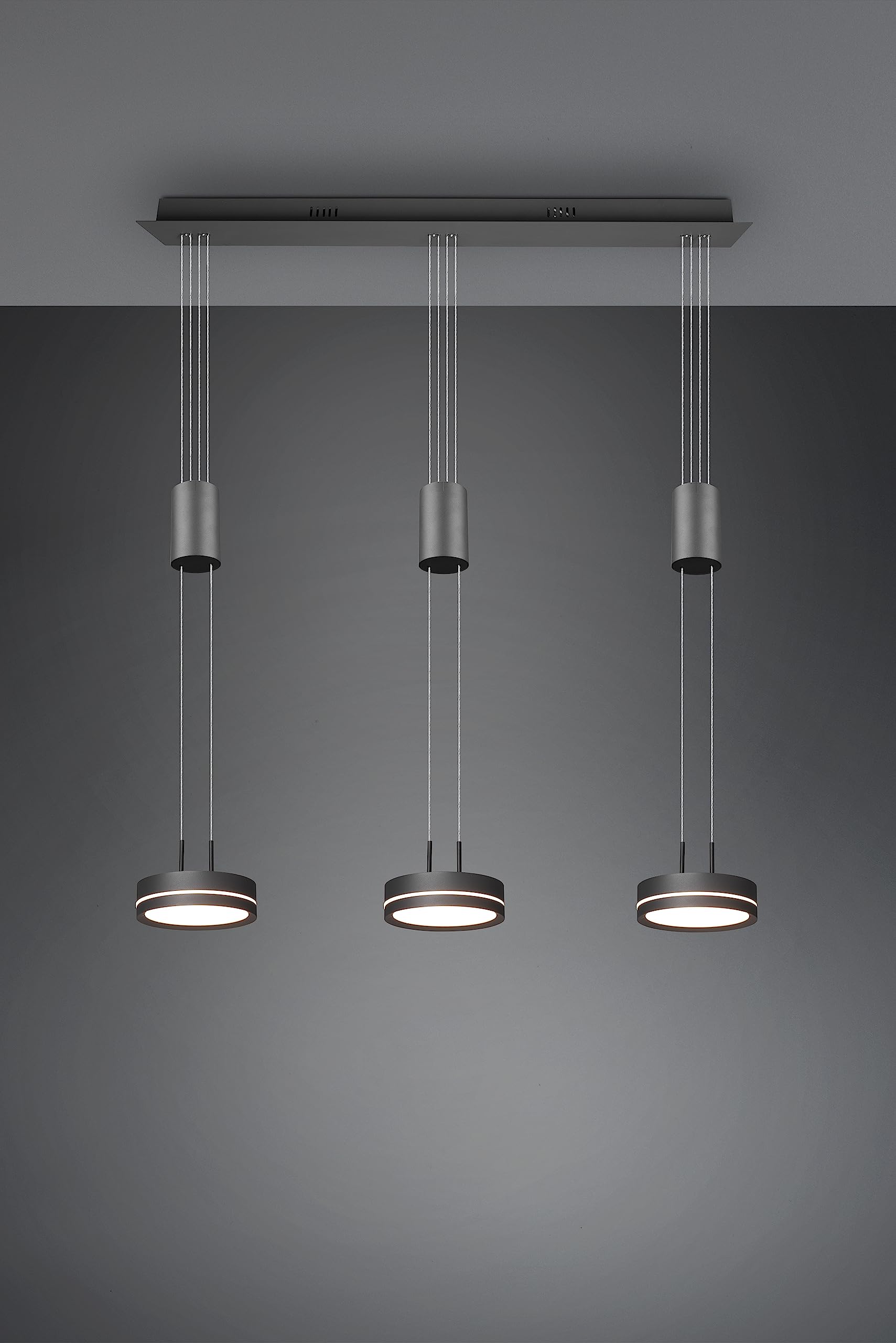 Trio Leuchten LED Pendelleuchte Franklin 326510342, Metall Anthrazit, inkl. 2x 9 Watt LED, Switch Dimmer