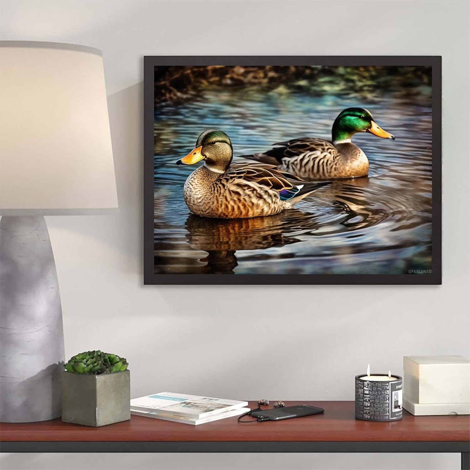 UPABLUNSO Mallard and Water Duck Mallard Flying Lake Animals Wildlife Diamond Art Painting Kit for Adults Diamond Art Painting by Number Kits Gem Art Wall Home Decor Canvas 12x16inch