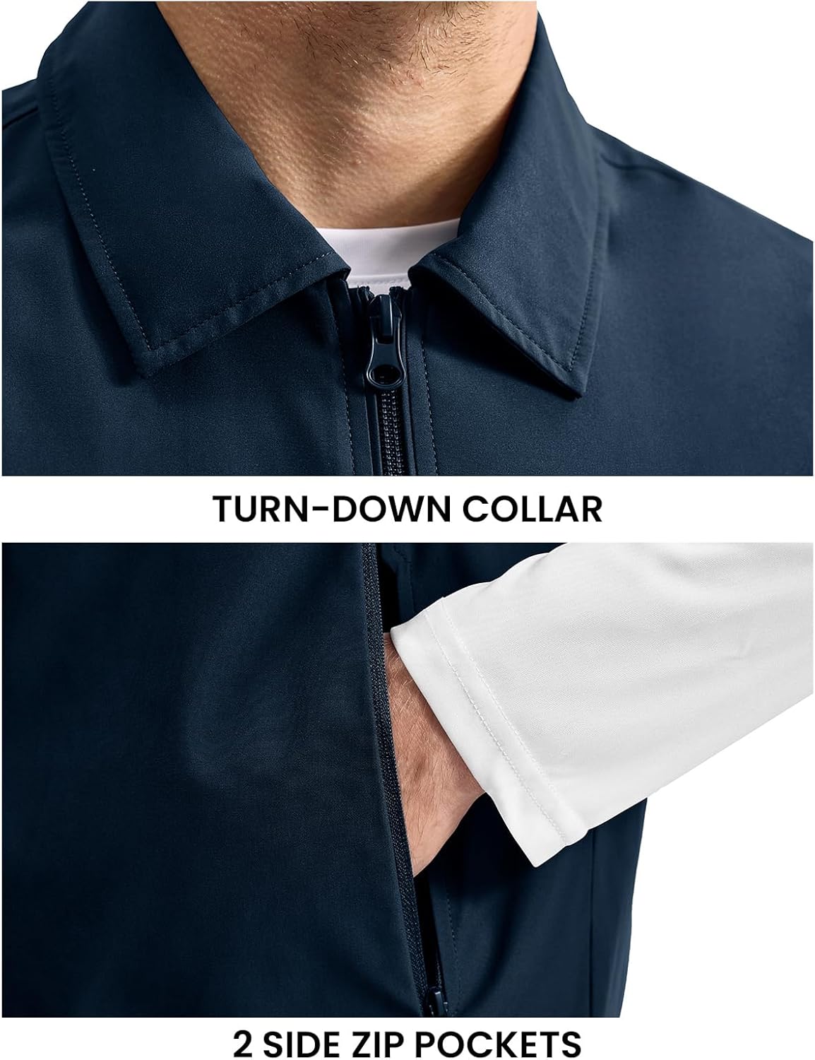 Rdruko Men's Golf Vest Lightweight Outerwear Windproof Water Resistant Grid Lining Vest with Zipper Pockets for Casual - Image 6