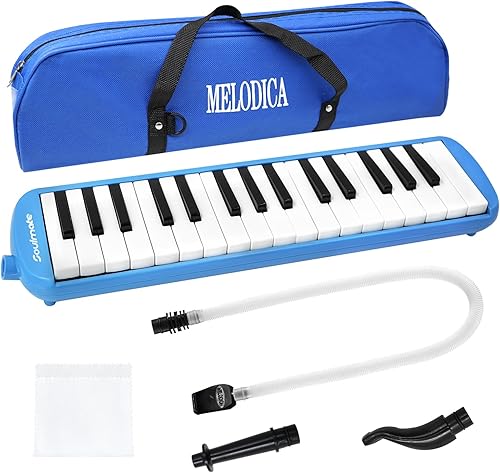 Vista 59 de Soulmate Instrumento melódico de 32 teclas para niños, teclado de piano de aire, melódica soprano con tubos largos suaves, boquillas cortas y bolsa
