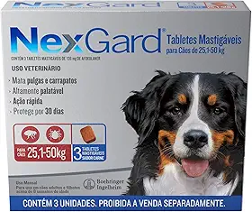 NexGard Antipulgas e Carrapatos para Cães de 25,1 a 50kg - 3 tabletes