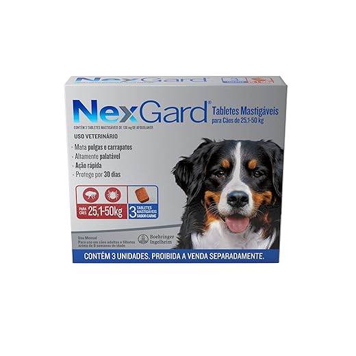 Remédios para pulgas e carrapatos: conheça os melhores e saiba como escolher 7 NexGard Antipulgas e Carrapatos para Cães de 25,1 a 50kg, 3 tabletes