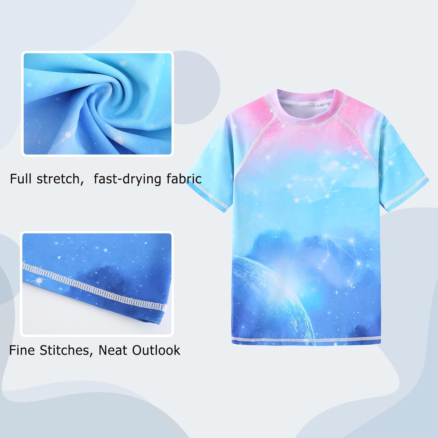 Girls Short Sleeve Rash Guard Swim Shirt Girls Sun Protection Swimsuits Quick Dry Surf Tops Bathing Suits for Girls - Image 3