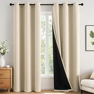 Cream Beige 100% Blackout Curtains for Bedroom 40x72 Inch Long