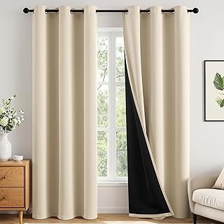 MIULEE Cream Beige 100% Blackout Curtains for Bedroom 40x84 Inch Long