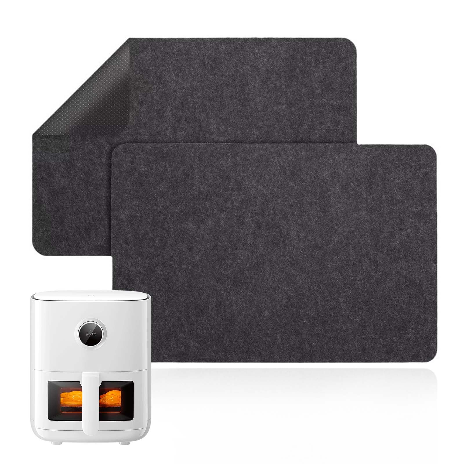 2pcs Heat Resistant Mats for Air Fryer, Silicone Heat Proof Mat Non-Slip Kitchen Worktop Protectors for Camping Stove, Coffee Maker, Microwave, BBQ & Appliances, Heat Mats for Kitchen 44cm x 30cm