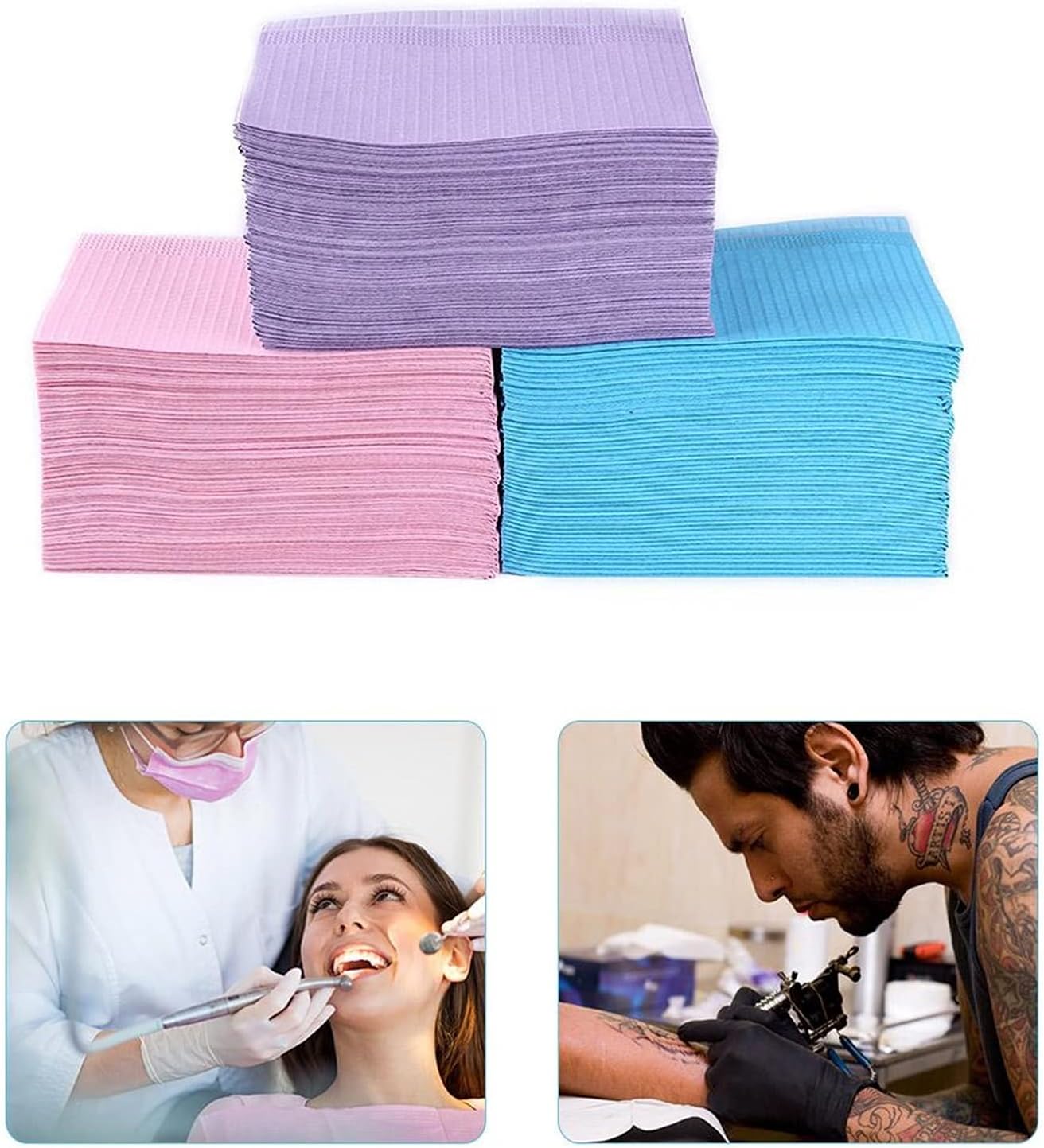125 Pieces Of Dental Bibs 13" X 18" 3 Layer Advanced Disposable Waterproof Patient Tattoo Belly Black 76327