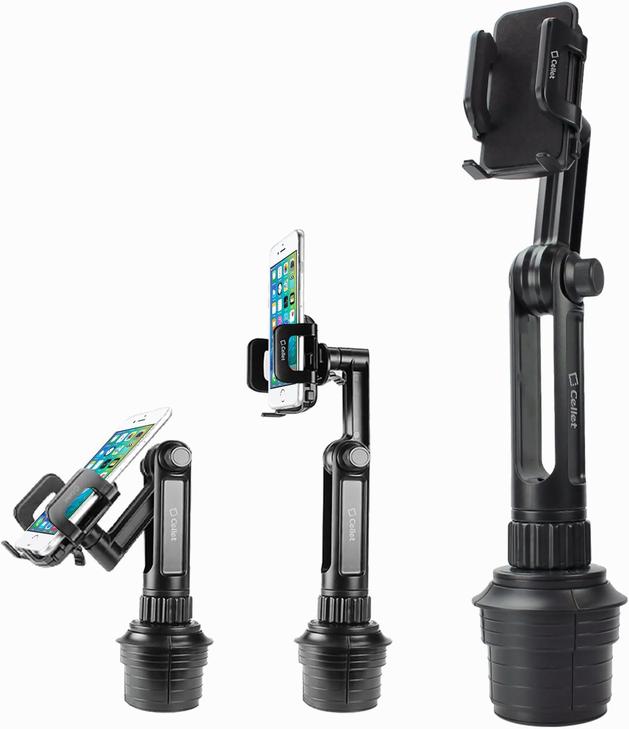 Cellet Car Cup Holder Phone Mount Compatible for Apple iPhone 14 13 Pro Max Mini 12 SE Galaxy S22 S21 S20 Note 20 0 LG Motorola Moto, Google Pixel (Fit for Tesla Model 3 and Y)- Extra Long Neck