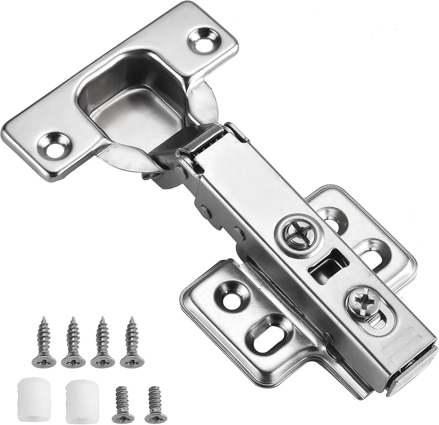 Kimdot Full Overlay 35mm Cup European Hidden Hinge Clip-on Plate for Easy Installation Kitchen,Bathroom Heavy-Duty Frameless Soft Close Hinge Four Hole Mounting Plate Hinges 40PCS