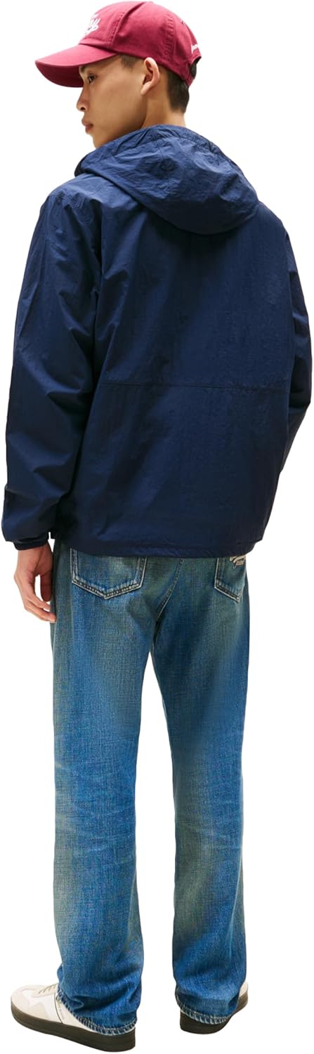 Tommy Jeans Men's Lightweight Hooded Waterproof Color Block Windbreaker Jacket