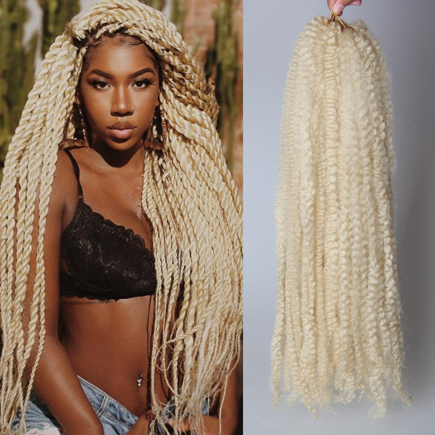 Marley Twist Braiding Hair 30 Inch Marley Twist Hair 8 Packs Cuban Twist Hair Afro Kinky Crochet Hair Synthetic Marley Hair Extensions (30 Inch(Pack of 8),1B)