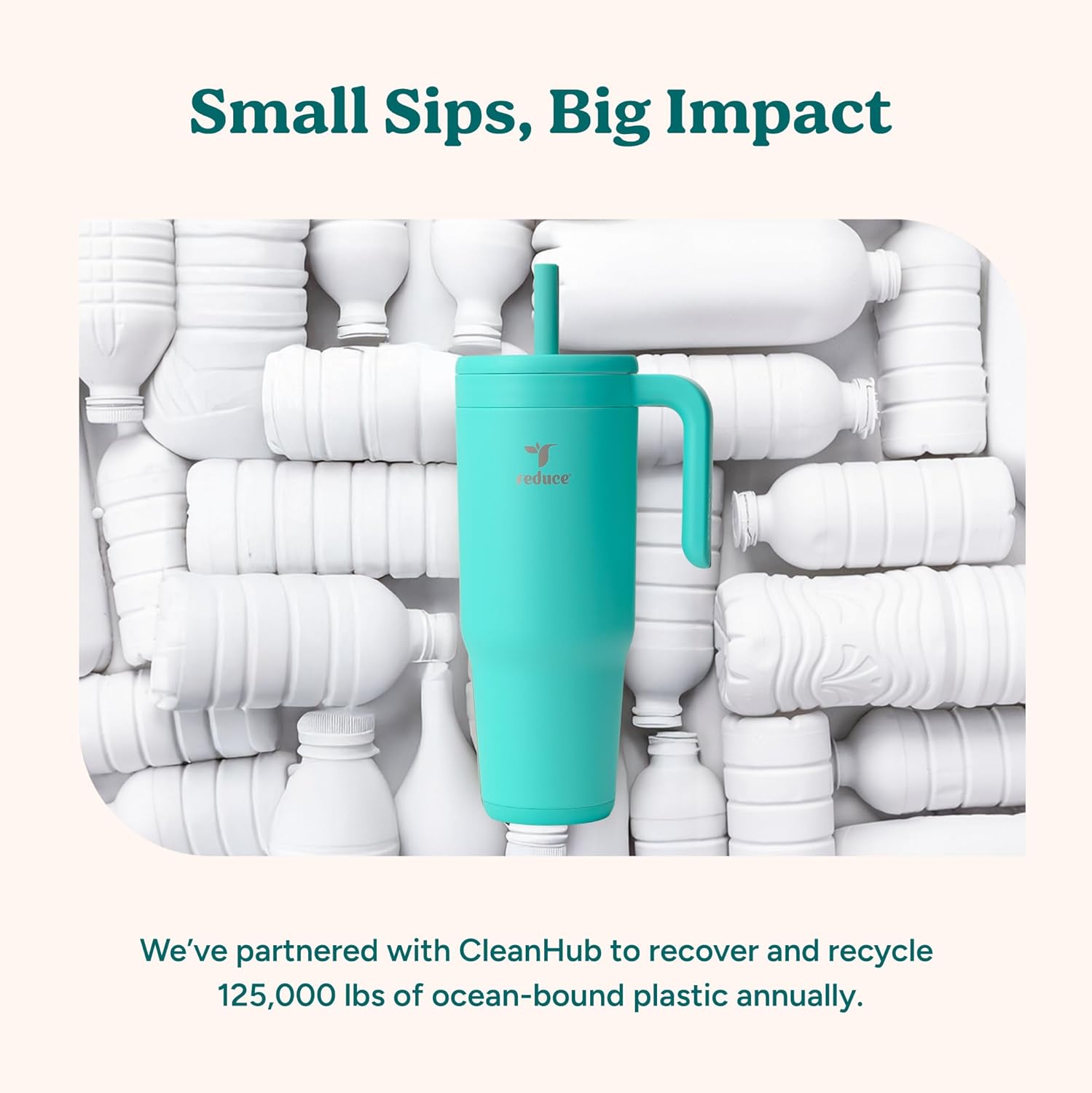 REDUCE Chiller Vacuum Insulated 40 oz Tumbler with Spill-Proof Silicone Straw - Sustainable Tritan Lid with Water Intake Markers - Soft Sit Base Travel Mug - Dishwasher Safe - Ocean Breeze - Image 9