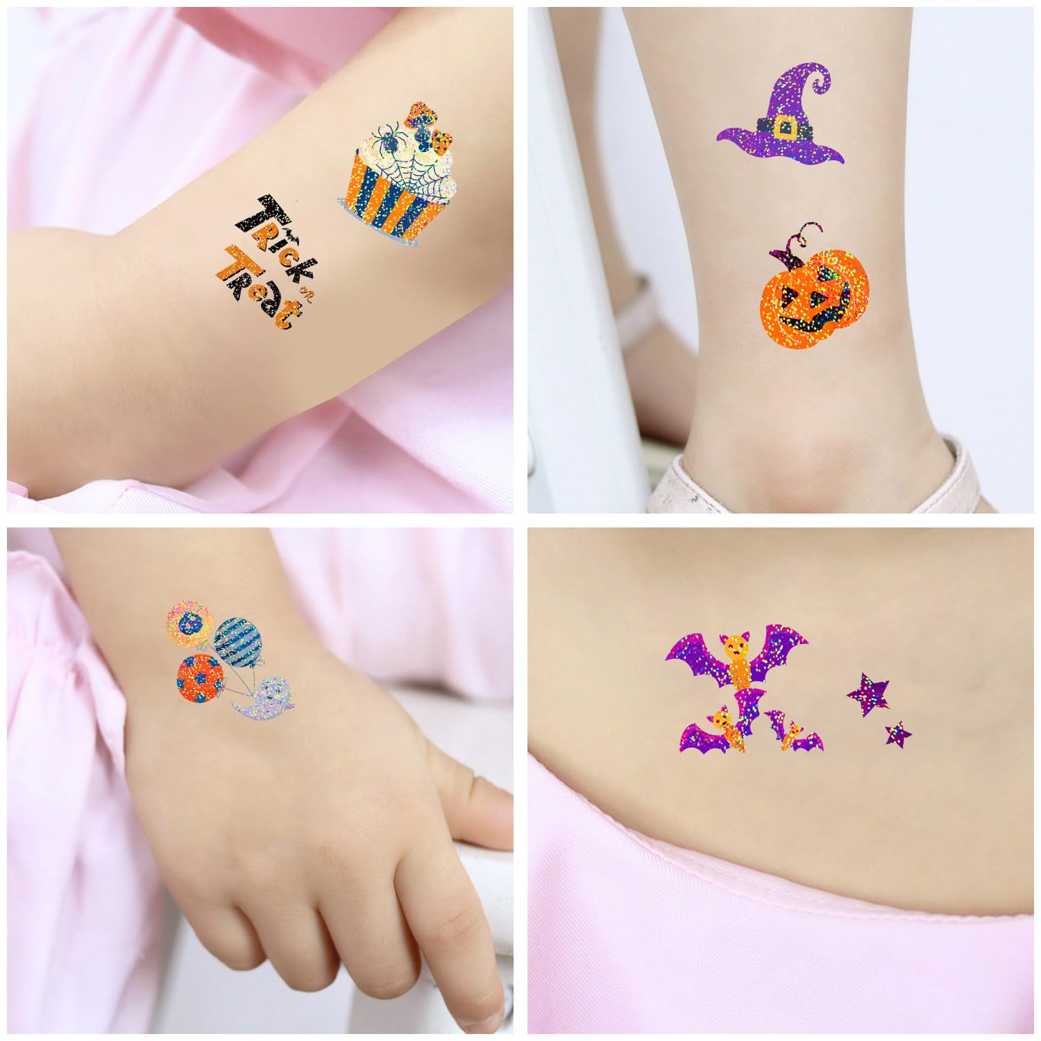 Leesgel Halloween Glitter Tattoos for Kids 280pcs Temporary Tattoo Stickers for Halloween Costumes Decorations Make Up Toys - Image 3