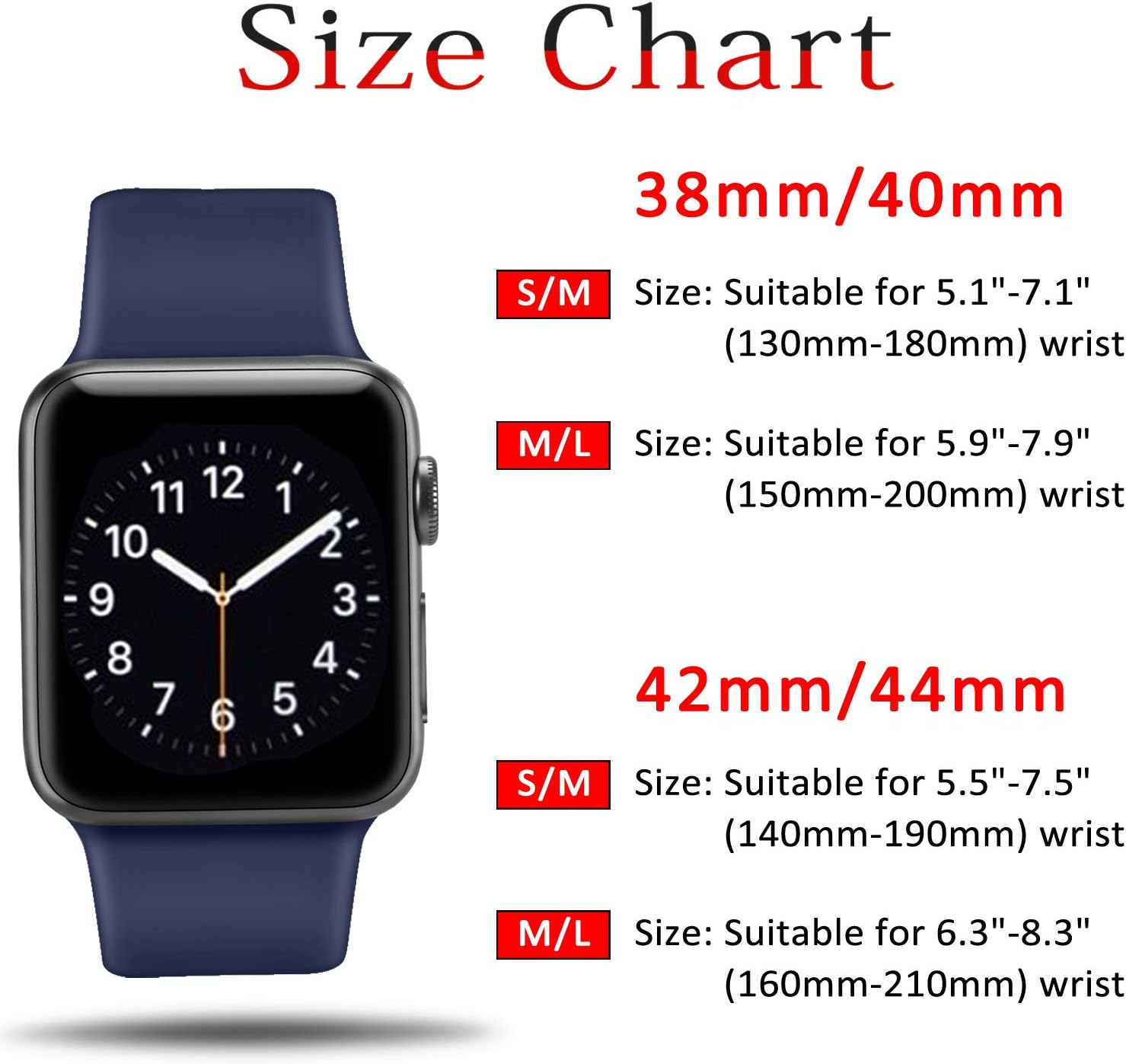 Pack 3 Compatible with Apple Watch Bands Series 4 40mm, Soft Silicone Band Compatible iWatch Series 4, Series 3, Series 2, Series 1 (Navy Blue/Orange Red/Light Blue, 38mm/40mm-M/L)