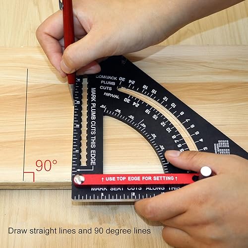Miniatura 2 de RANNYY Regla triangular, regla ajustable, herramienta de diseño multifuncional de carpintería de aleación de aluminio movible