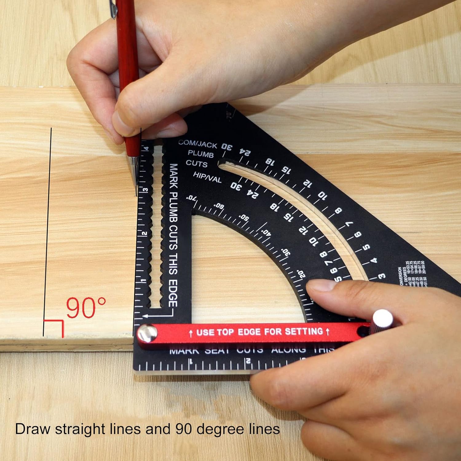 Hilitand Adjustable Triangle Ruler, Woodworking Triangle Ruler, Movable Aluminum Alloy Multifunctional Layout Tool