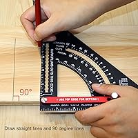 Vista 3 de Hilitand Regla de triángulo ajustable, regla del triángulo de carpintería, Herramienta de diseño multifuncional de aleación de aluminio movible