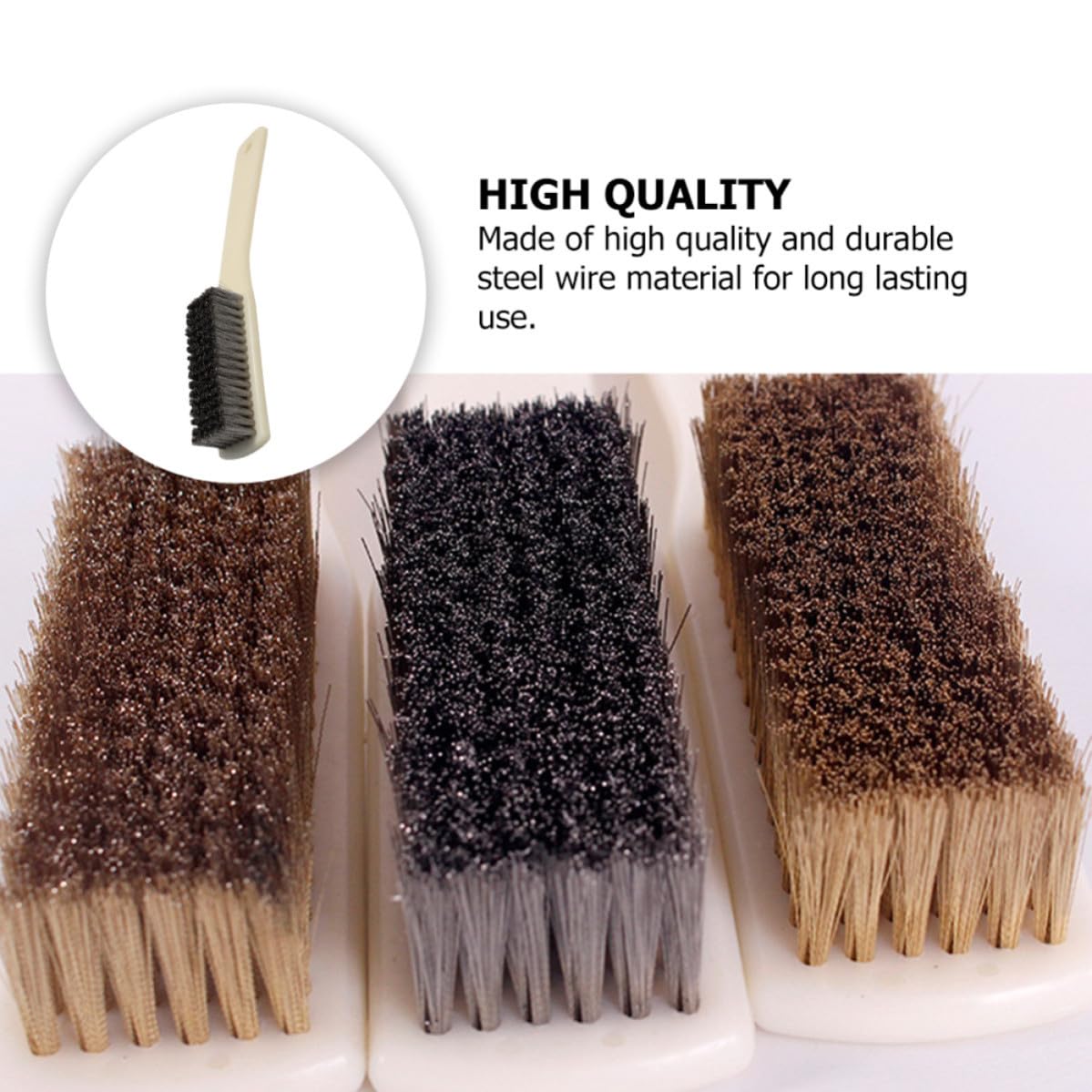 Wire Scratch Brush for Rust Removal Cleaning Maintenance Tool | Flexible Wide Angle Bristles, Suitable for Use inside Water, White Finish