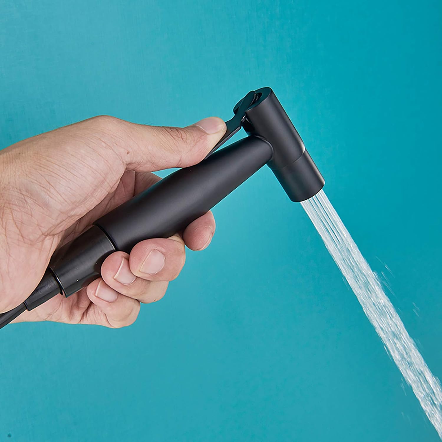 Black Handheld Bidet Sprayer for Toilet with Single Cold Water, Bathroom Cloth Diaper Sprayer Set Wall Mounted Brass Toilet Bidet Sprayer Kit for Pet Bathing