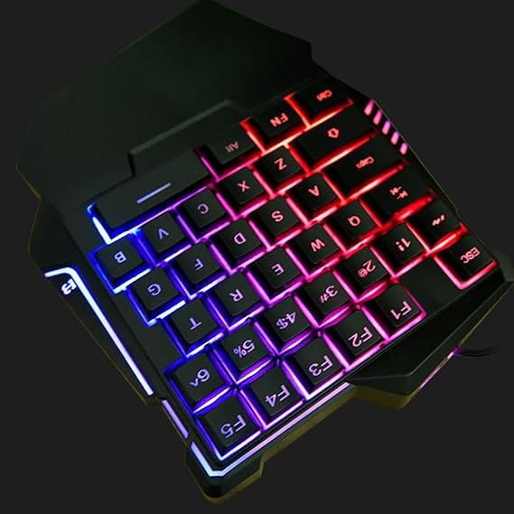 One Hand Keyboard, Mecha-Membrane Key Switches with Rainbow Light 35 Programmable Keys USB Professional Gaming Keypad for Pc Gamer