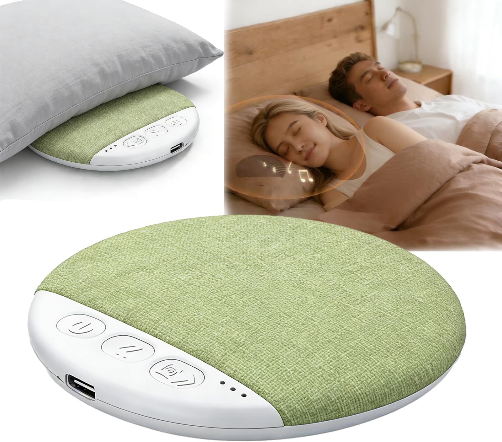 Sleeping Speaker Under Pillow, Portable Wireless Bluetooth Sleep Pillow, Sleep Aid with White Noise, Long Battery Life, Ultra-Thin, for Side Sleepers, for Business Trips or Travel (Green)