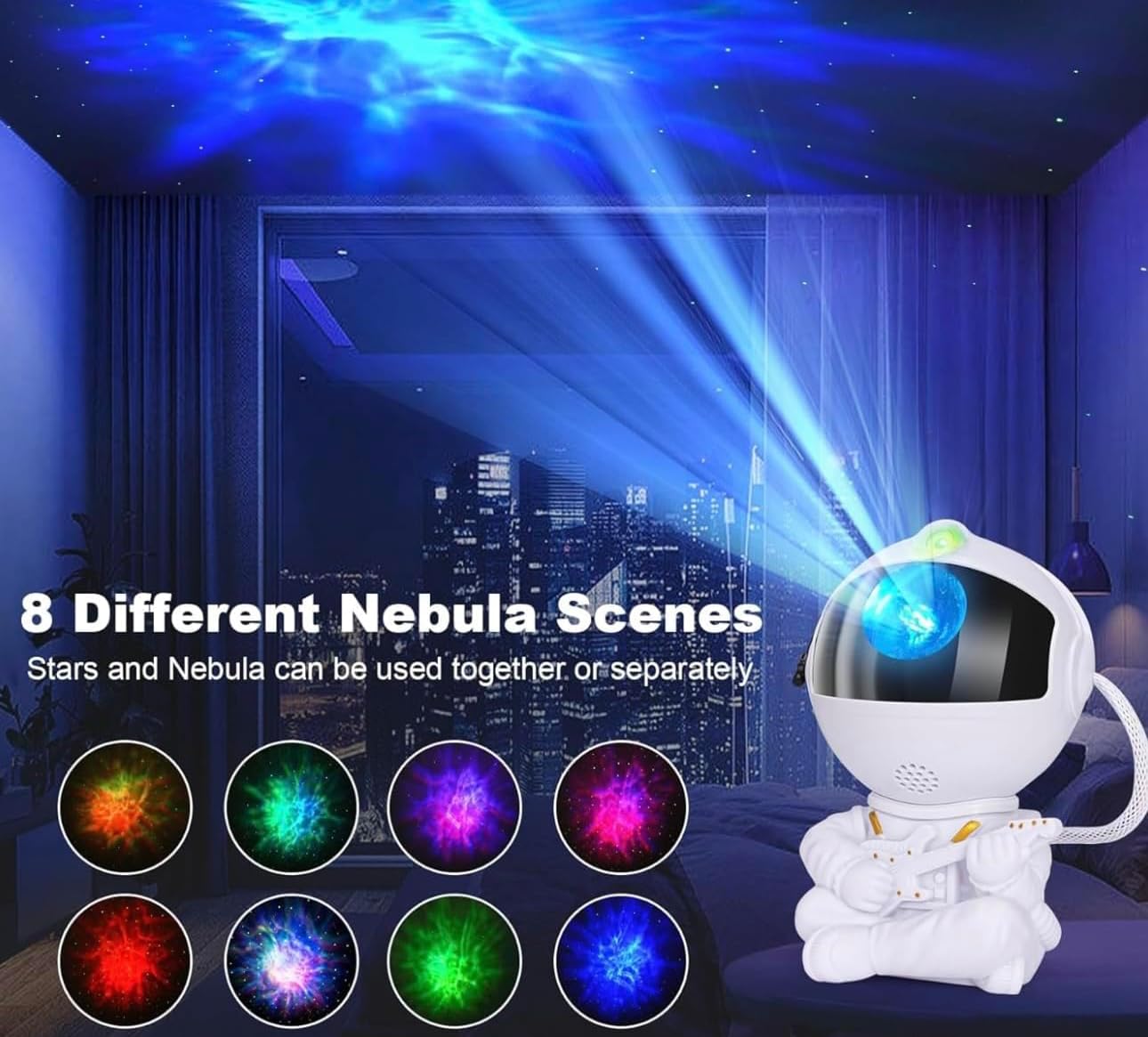 422 Store Astronaut Galaxy Projector Night Light with Remote Control - Classic Design (Guitar White), 11x12x23 cm - Image 2