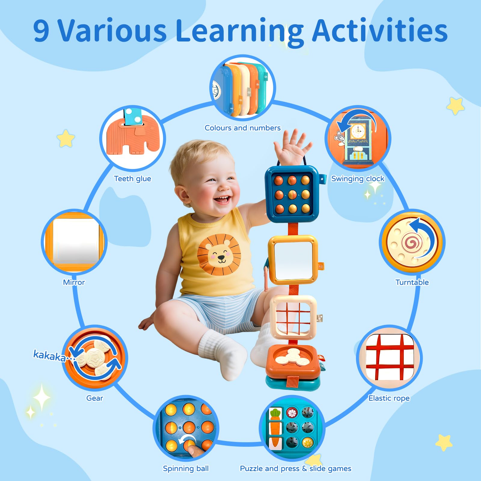woollywink Baby Toy 1 Year Old, Busy Board Montessori Toy 1 2 3 Years, Sensory Toy for Toddler Travelling 12-18 Months+ - Image 3