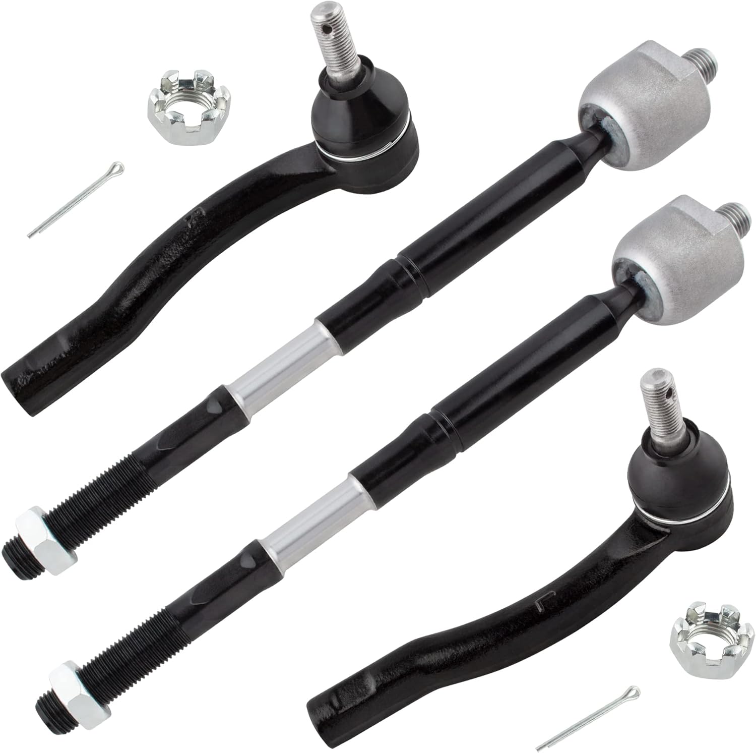 BOXI 4pcs Front Suspension Tie Rod End Link Kit Fit for Toyota Corolla 2003 2004 2005 2006 2007 2008 Sedan 4-Door 1.8L | ES80432 ES80431 EV470