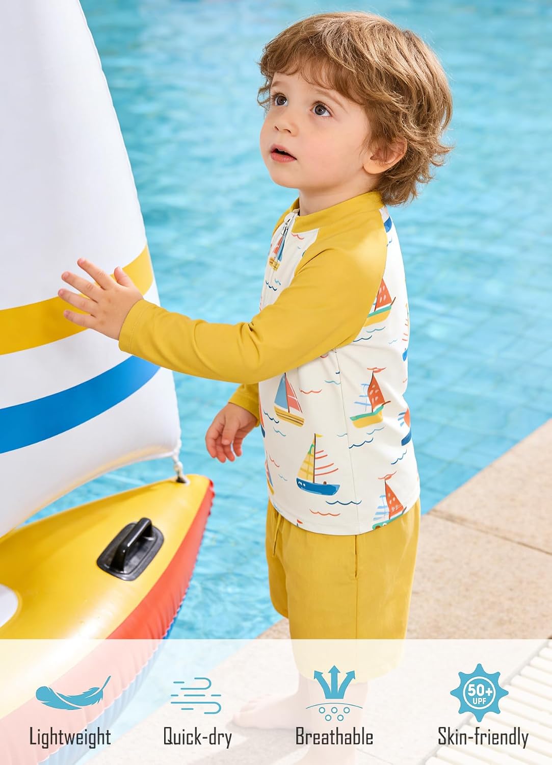 Baby Boys Toddler Rash Guard Swimsuits with Swim Trunk Long Sleeve Swimwear Sets 12M-5T