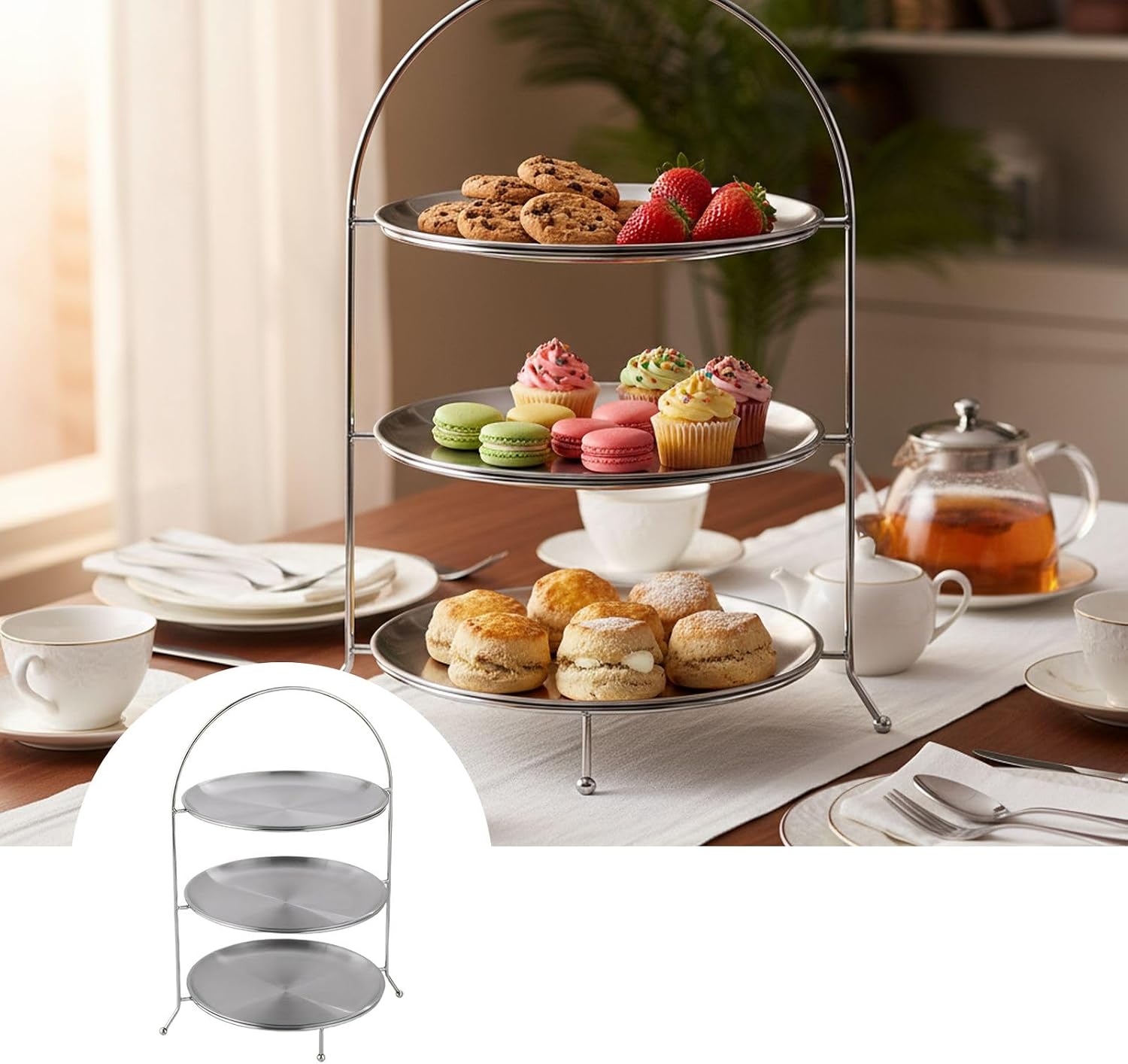 Multi Layer Serving Tray with Tiered Design for Dessert and Snack Display