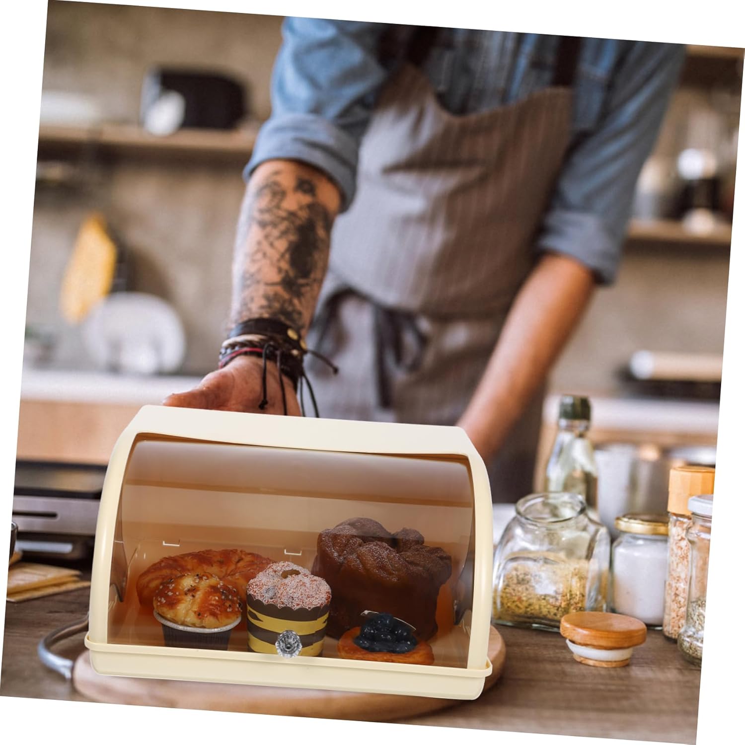 Cake Display Holder with Transparent Cover Versatile Dessert Stand for Cupcakes Cookies and Snacks Weddings Parties and Home Use Stylish Yellow Design