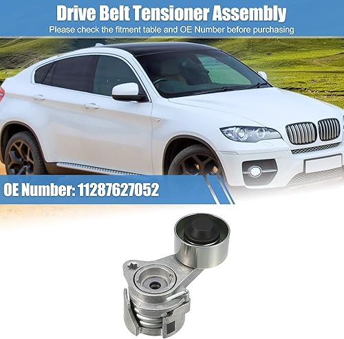 Miniatura 2 de X AUTOHAUX Tensor de correa de transmisión Tensor de correa de montaje para BMW F01 740i F02 E71 11287627052 metal negro tono plateado