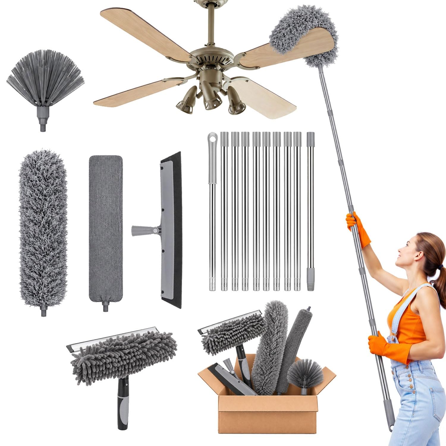 Maxoshine 5-in-1 Fan Cleaning Mop - Extendable Pole -7