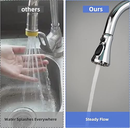Miniatura 5 de iFealClear Cabezal universal de grifo de cocina extraíble, cabezal rociador de 3 funciones para fregadero de cocina, reemplazo de grifo cromado con