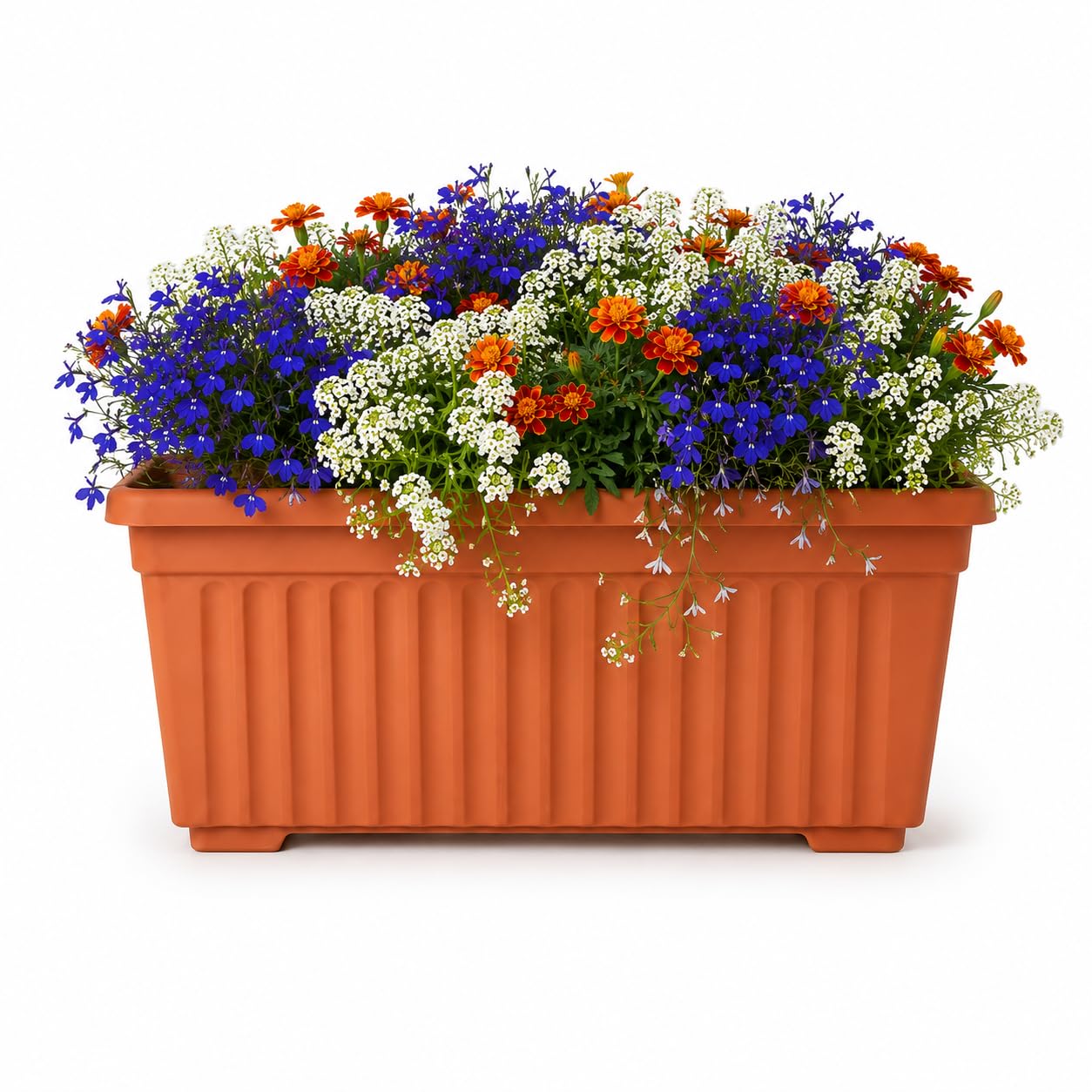 ORYNTO 55cm Rectangular Trough Black Plant Pots Outdoor Garden Plastic Planters Window Box Flower Herb Vegetables Plant Pots with Optional Drainage Holes Perfect Large Planter Pots (1 Pack,Terracotta)