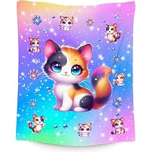 Blankets for Girls - Cat Lovers Blanket Gifts - 40x50 Inches Soft Cozy Cute Flannel Cat Throw for Sofa Living