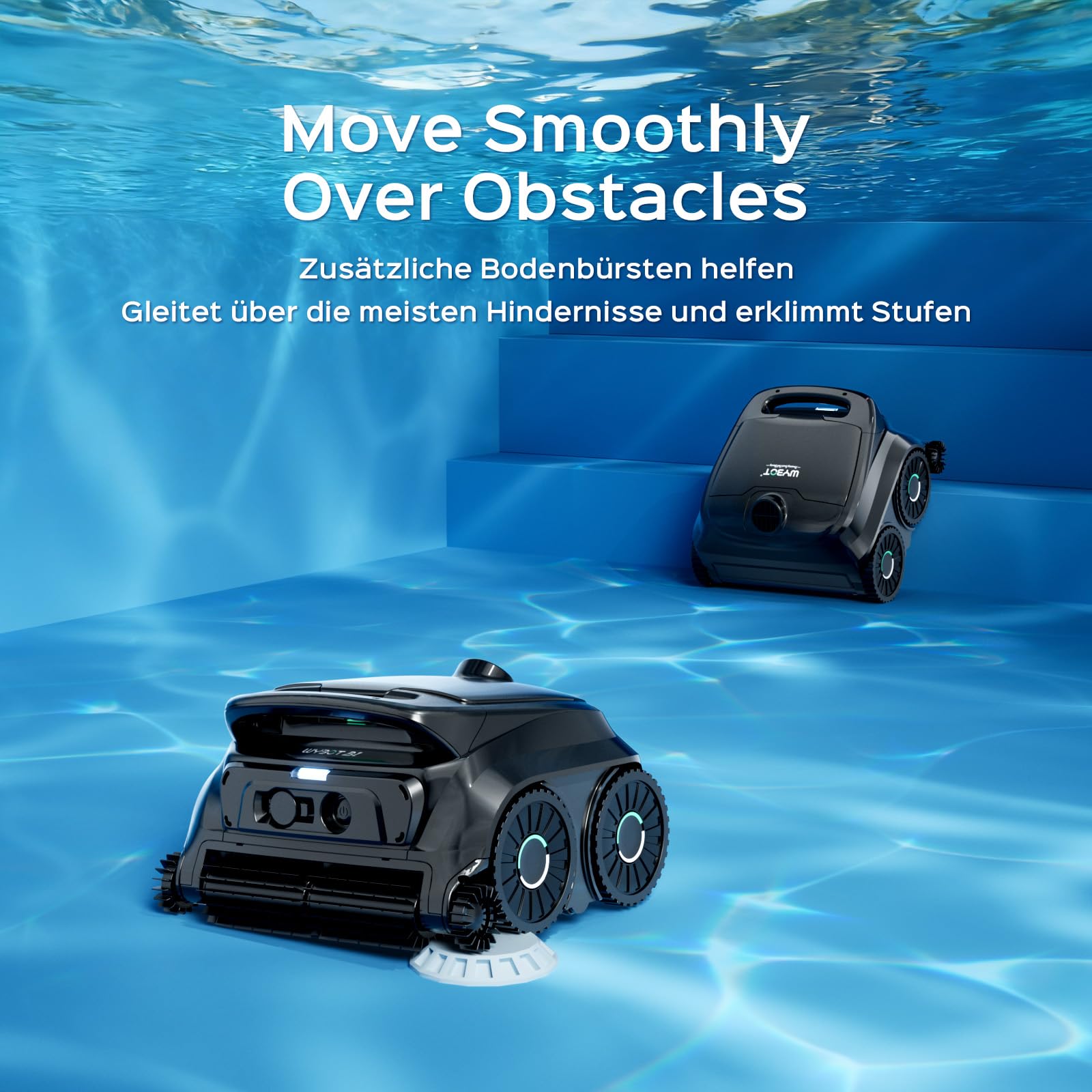 (2026 Neu) WYBOT B1 Poolroboter Akku Für Wand Und Boden, Kabelloser Poolroboter Mit 120 Min Laufzeit, App-Steuerung, Zwei Seitenbürsten, Leichter Intelligenter, Für Inground- Und Aufstellpools Schwarz