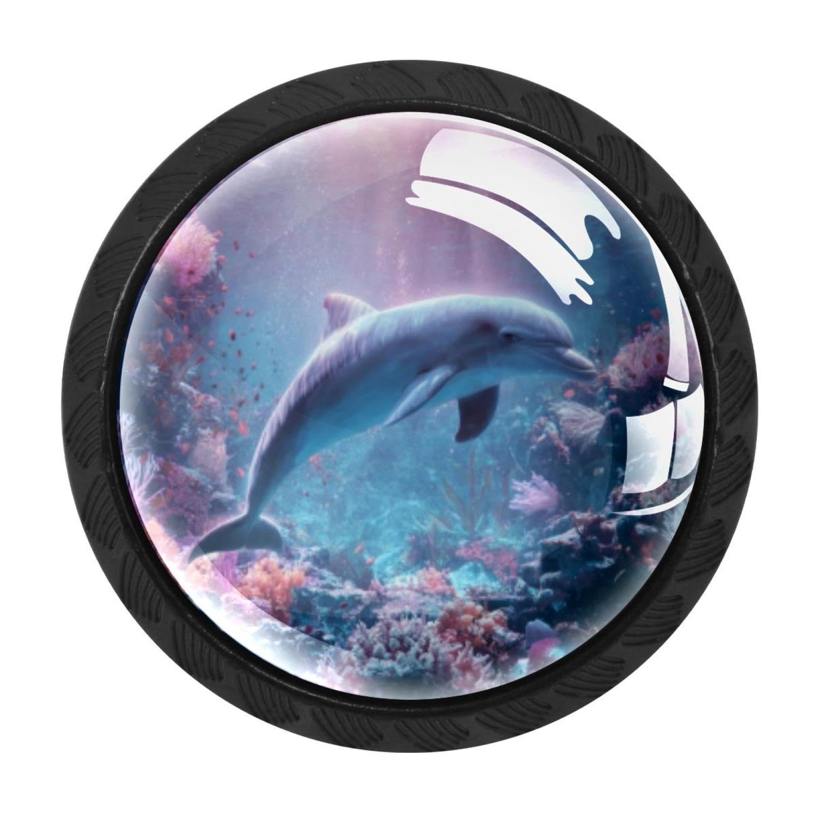 CHENZZZZ 4 Pack Dolphin Under the Sea (3) Drawer Knob Cabinet Hardware