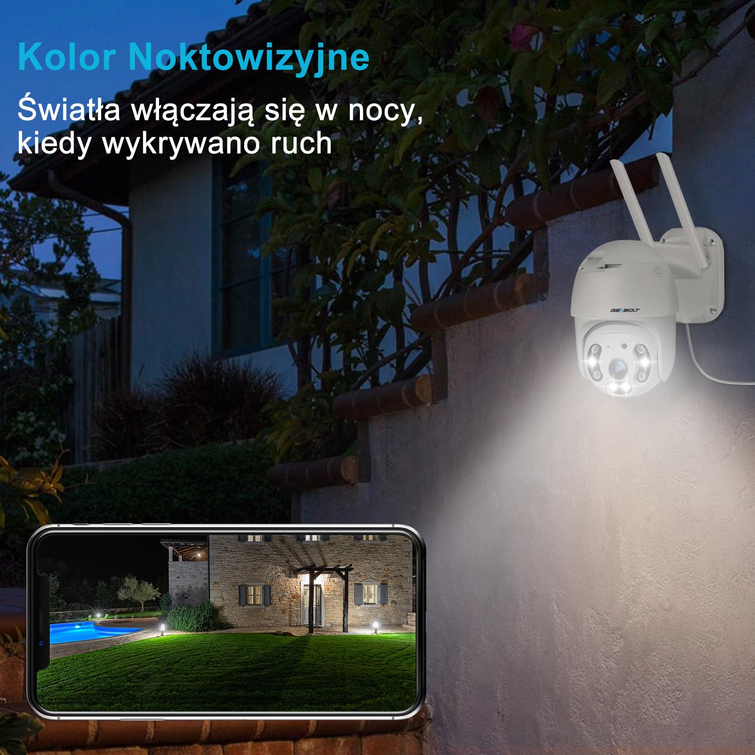 [DC&PoE] GENBOLT 4MP Zewnętrzna Kamera Bezpieczeństwa WIFI, 2.5K Kamera Monitoringowa Zewnętrzna IP CCTV, Wykrywanie Humanoidów, Automatyczne śledzenie, Bezprzewodowa,Wodoodporność(2.4&5GHz)