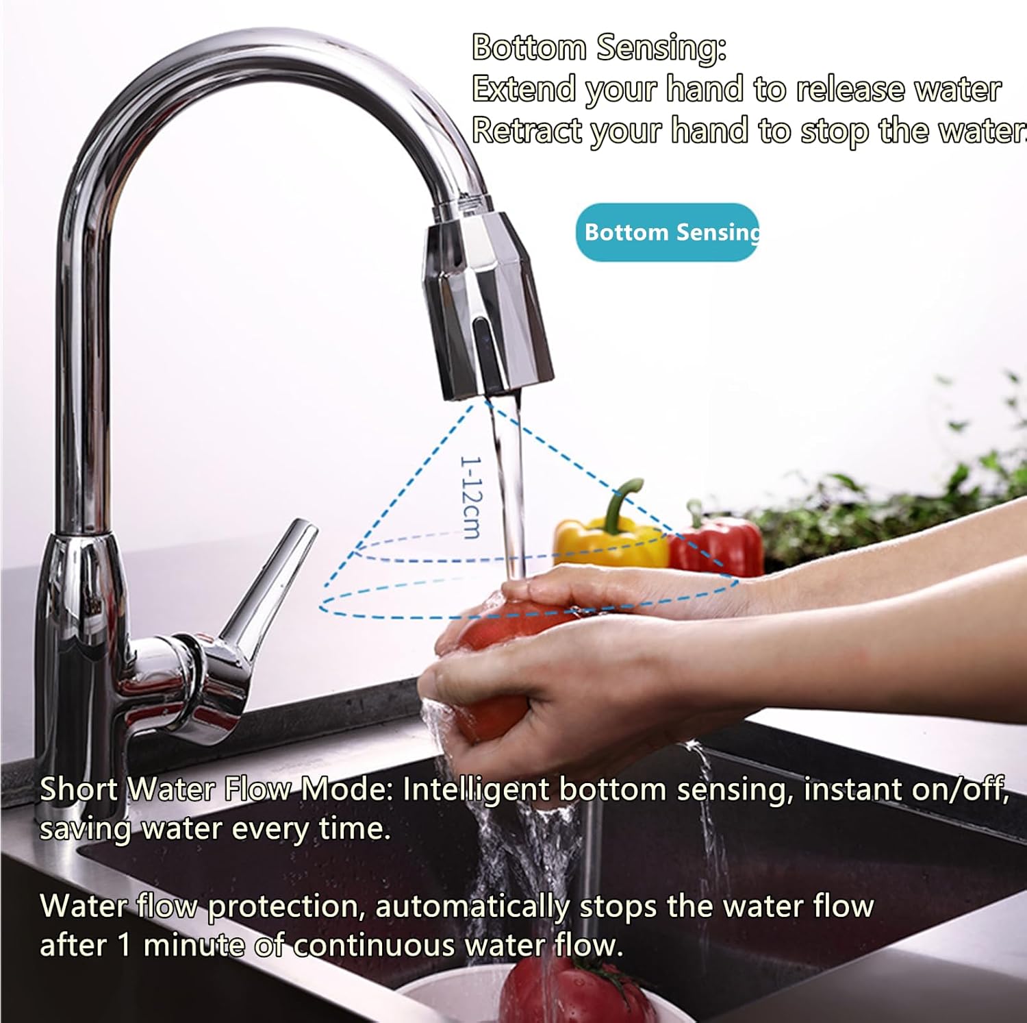 Smart Touchless Faucet Adapter, 2024 New Updated Automatic Sensor Faucet Adapter, Touchless Bathroom Faucet, Sensor Water Saving Faucet Adapter with Revolutional Bubbler, Splash Prevention (1SET)