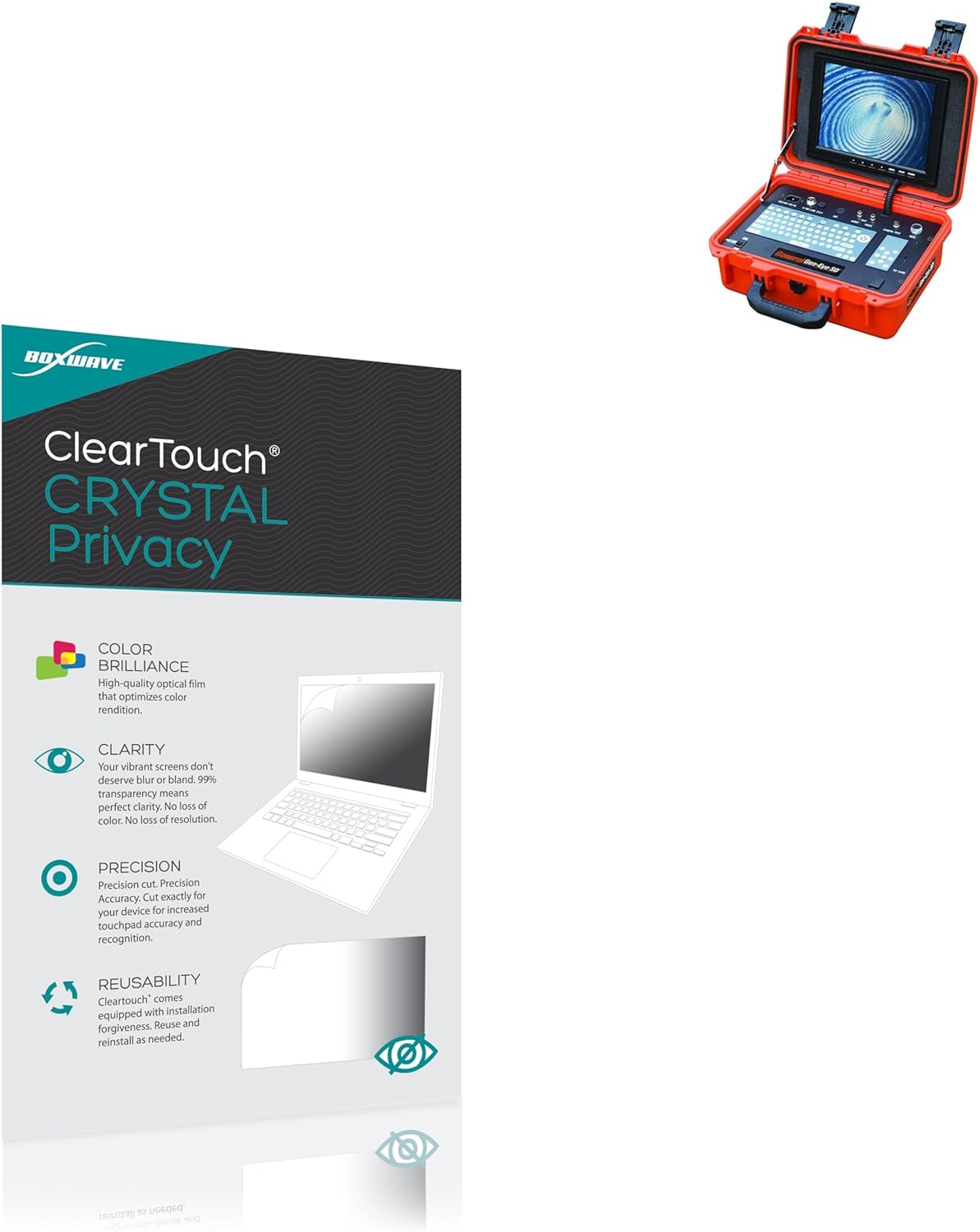 BoxWave Screen Protector Compatible with General Pipe Cleaners Gen-Eye SD (10.4 in) - ClearTouch Crystal Privacy (2-Pack), Privacy Screen Protector Flexible Film Clear