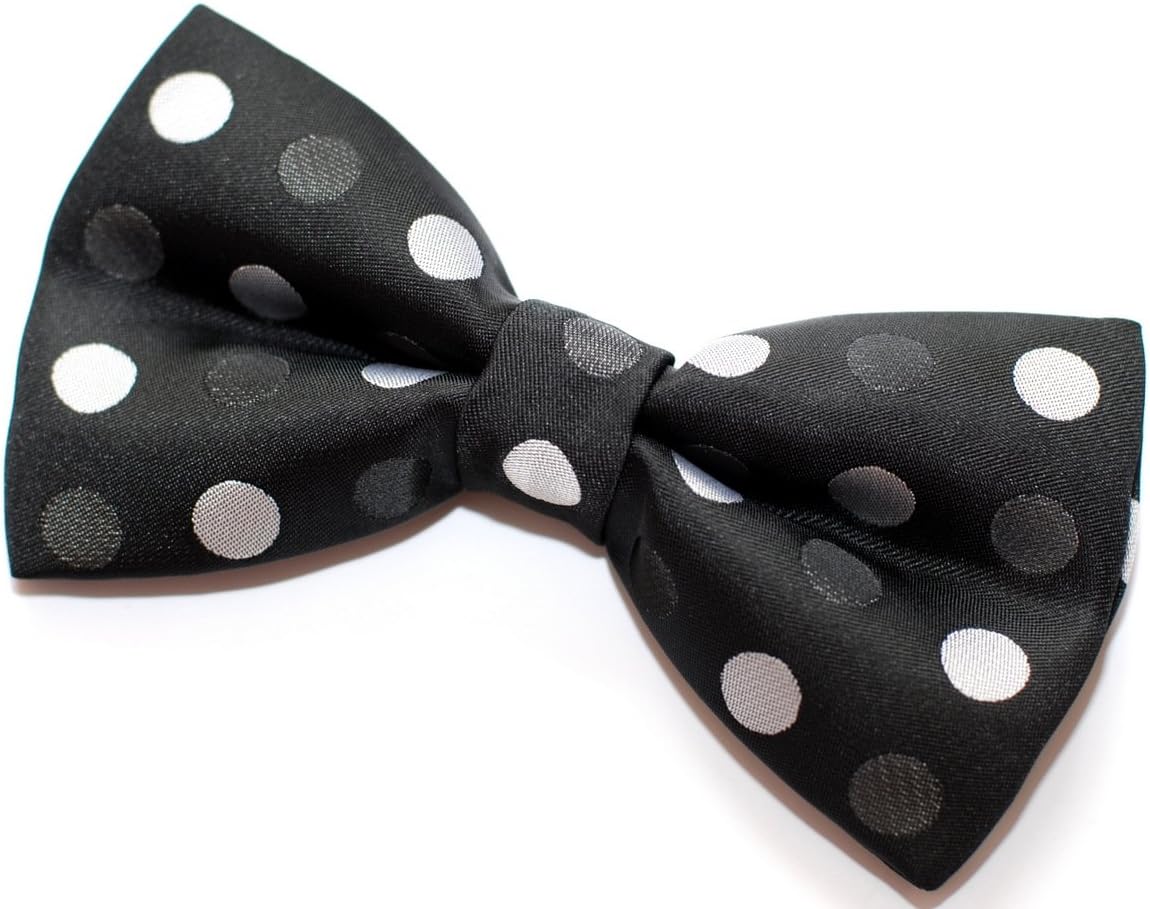 Retreez Two-Colour Polka Dots Woven Microfiber Pre-tied Bow Tie (5")