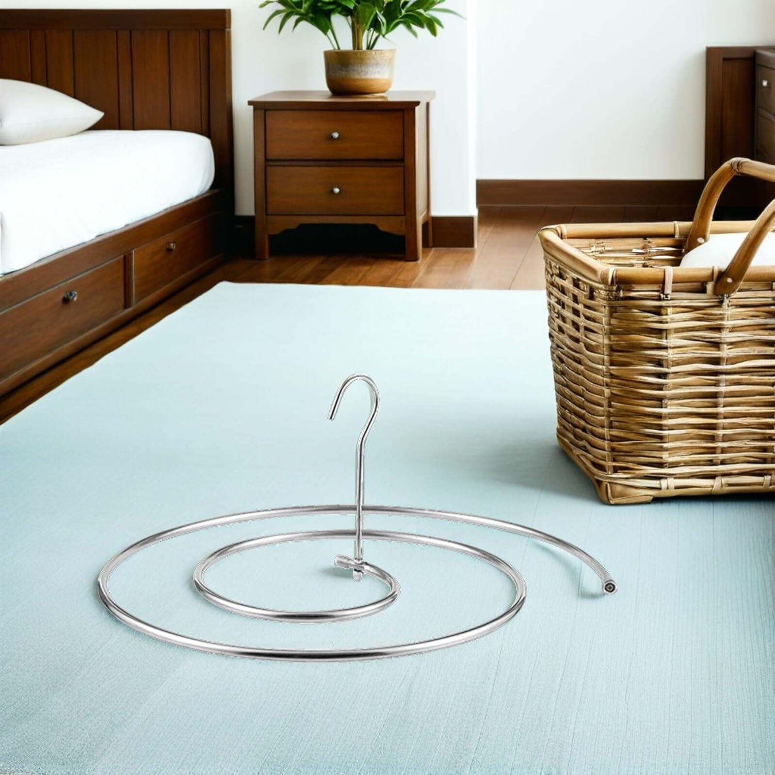 Spiralförmiges Wäscheständer Drehbar und Platzsparend Höhenverstellbar mit Spiralförmigen Aufhängern 3 Stück aus Edelstahl in Kleinen für Decken Bettwäsche und Sofabezüge