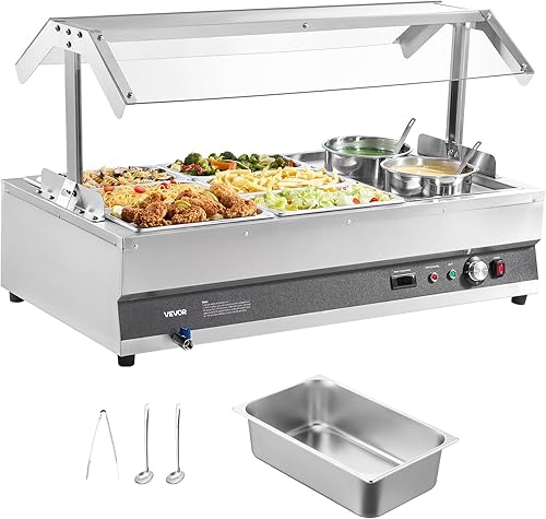 Miniatura 16 de VEVOR Calentador de Sopa Eléctrico, Olla Redonda Doble de Acero Inoxidable de 7.4QT Temperatura Ajustable 86~185°F, Bain Marie Comercial de 1200W