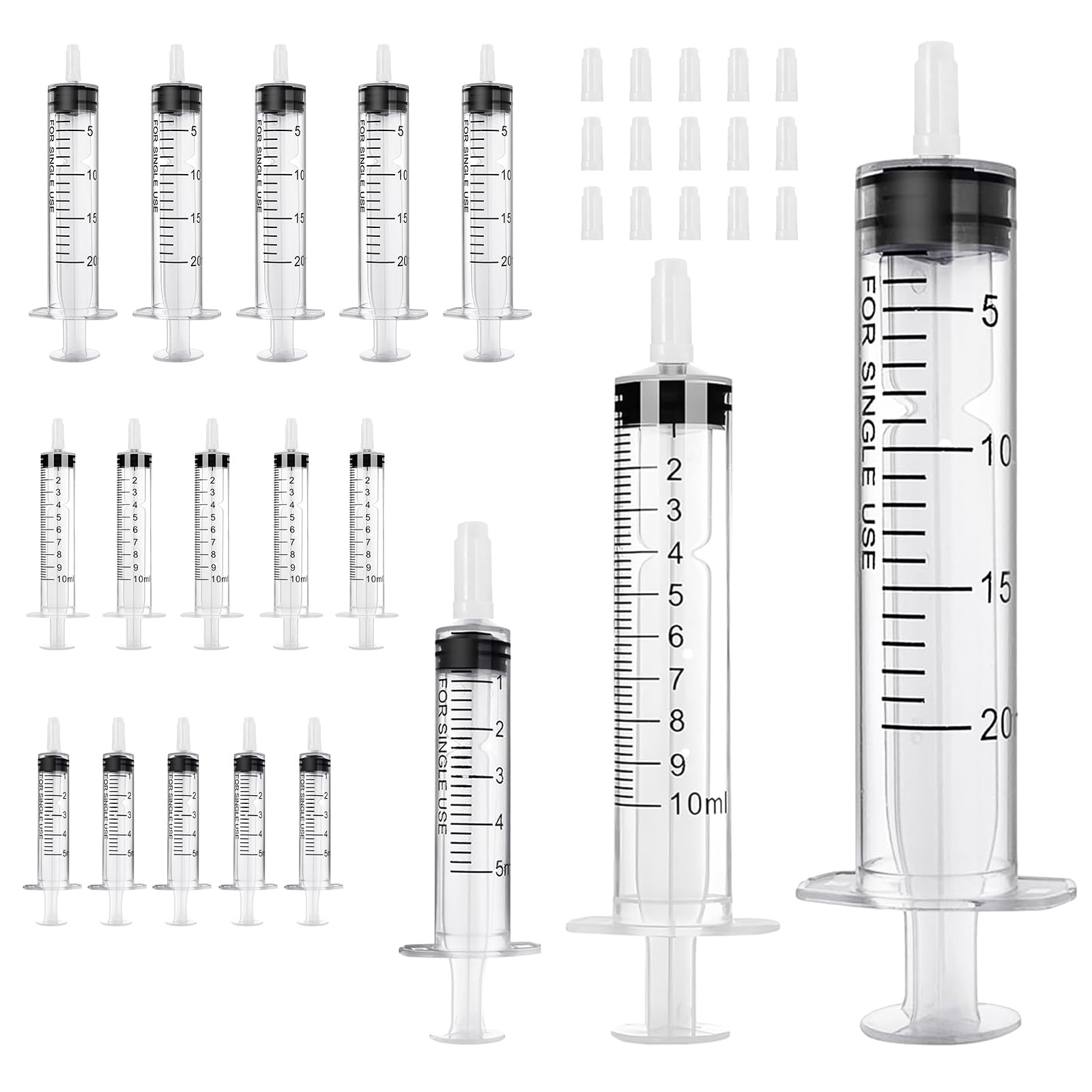15 strzykawek, 5 ml, 10 ml, 20 ml, strzykawka do wielokrotnego użytku, strzykawka dozująca bez igły, strzykawka do karmy, narzędzia do strzykawek z miarką płynu, do laboratorium, karmienia zwierząt