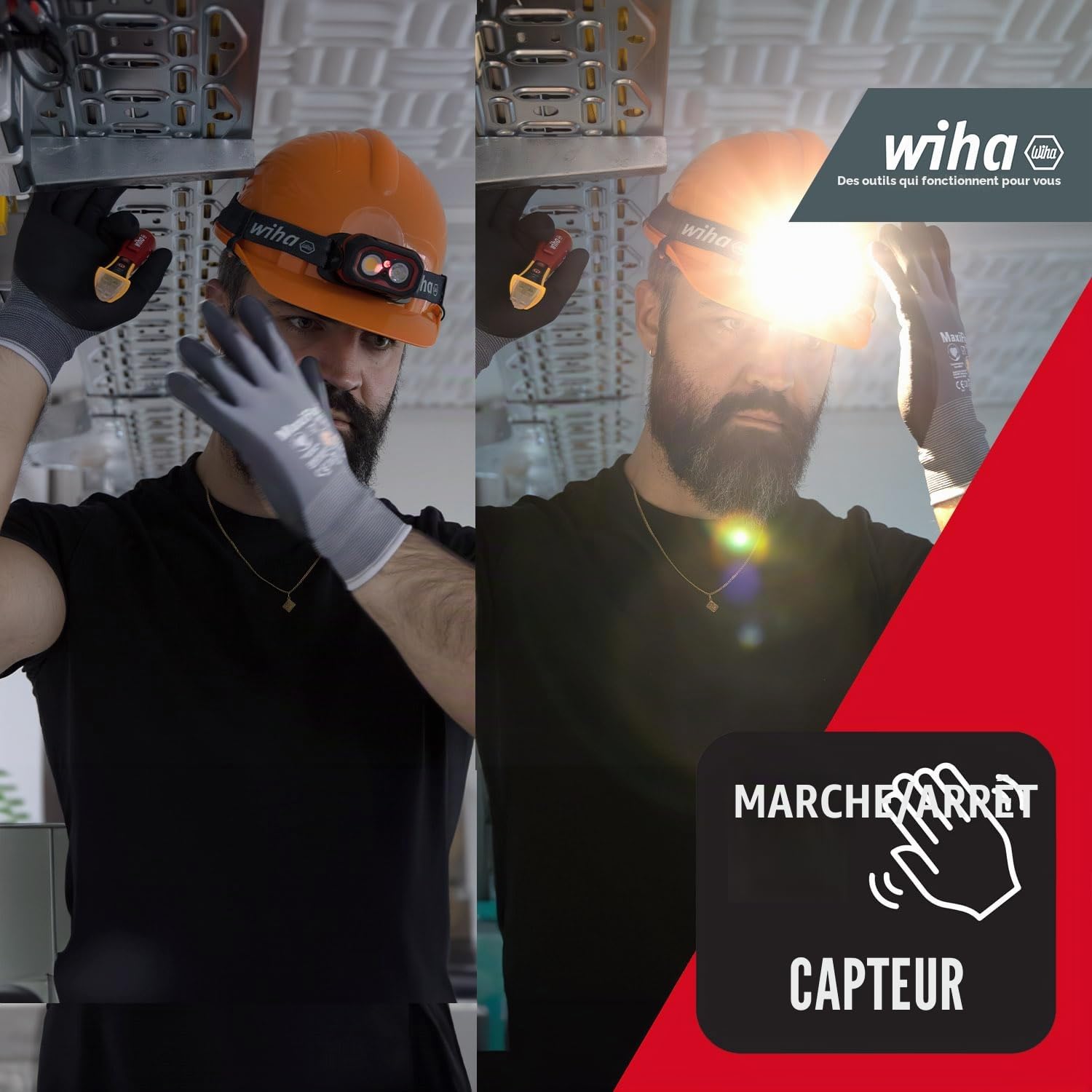 WIHA WERKZEUGE GMBH Linterna frontal de 500 lm con sensor de movimiento